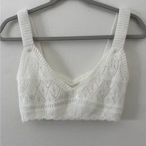 Revolve For Love & Lemons Coquette Open Knit Blanca Crochet Crop Top size small thumbnail 7