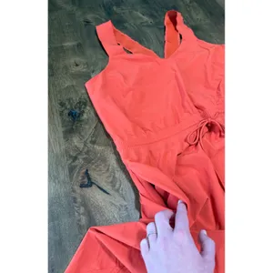 EUC Womens‎ Athleta Savannah Strap Mini Dress athletic orange stretch size L thumbnail 8