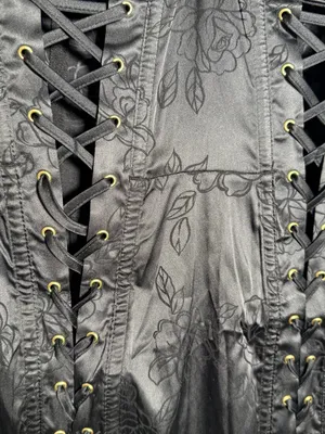 Victoria's Secret Black Lace-Up Bustier Dress with Floral Jacquard Large NWT thumbnail 3