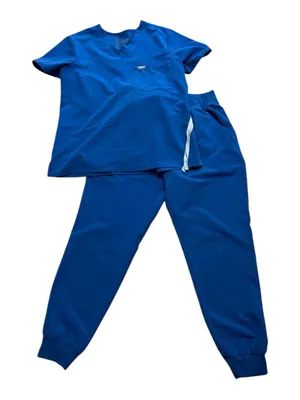 FIGS Technical Collection Scrub Set Royal Blue Size Large Jogger Top Combo thumbnail 2