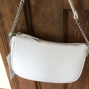 INC Satchel Style Bag silvertone chain strap in Bone 9.5” x 6” x 1.75” thumbnail 5