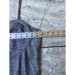 Just Polly New York Glen Plaid Bustier Mini Dress Black White Slit Sleeveless L thumbnail 2