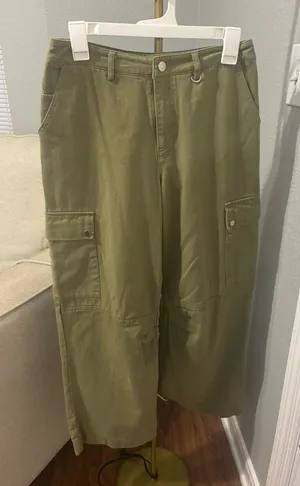 Princess Polly Army Green Cargo Pants thumbnail 1