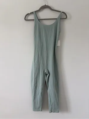 LACAUSA Flow Arya Sleeveless Open Back Organic Cotton Jumpsuit Sea Glass NWT S thumbnail 3