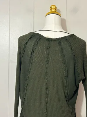 Free People We The Free Catalina Thermal Top Olive Green Long Sleeve XS thumbnail 8