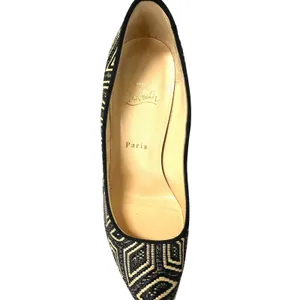 Christian Louboutin Daffodile 160 Platform Pumps Panama Black Cream 38.5‎ thumbnail 6