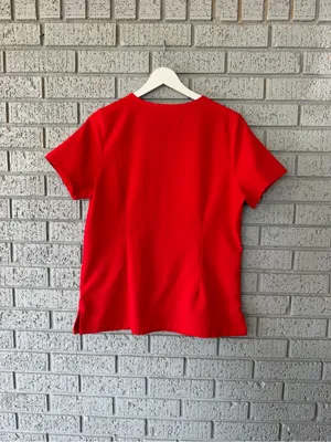 Mandala 6 Pocket Scrub Top Bright Red Women's Size Small thumbnail 4