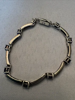 Elegant Sterling Silver 925 Blue Gemstone Link Bracelet - Women Jewelry thumbnail 5