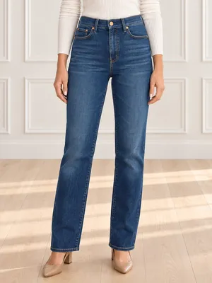 Spanx 5 Pocket High Rise Straight Jeans Size 29 Dark Wash Stretch Denim Blue thumbnail 10
