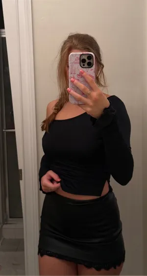 White Fox Boutique Top Black Crop Off-Shoulder thumbnail 1