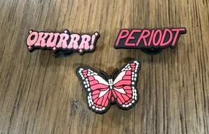 Source Unknown Pink Butterfly and Phrase Shoe Charms Set thumbnail 1