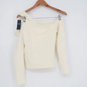 Abercrombie & Fitch Cream One Shoulder Long Sleeve Top Large thumbnail 5