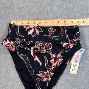Sundazed High-Waisted Floral Bikini Bottoms Size Small Black / Pink Swim Suit thumbnail 5