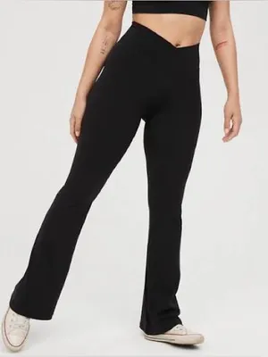 Aerie High-Waisted Flare Leggings | “Real Me” Crossover — Black thumbnail 1