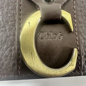 Chloé Wallet Womens One Size Brown Leather Chain C Logo Trifold Wristlet thumbnail 2