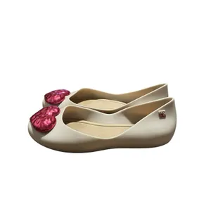 Zaxy Cream PVC Jelly Ballet Flats Metallic Pink Hears Women's Size 5 Brazil thumbnail 3