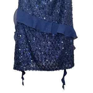 Edikted Sequin Ruffle Cowl Neck Mini Dress Navy Blue Women’s Size Small NWT thumbnail 4