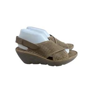 Clarks Artisan Clarene Award Women Brown Perforated Wedge Sandals 9M Summer thumbnail 2