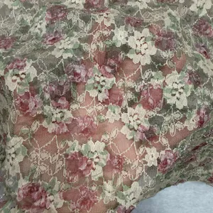 Newline Large Lace Mock Neck Top Floral Mesh Long Sleeve NT12220 Rose Print thumbnail 3