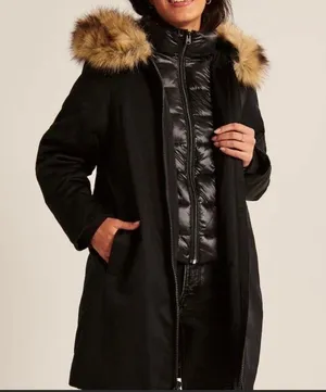 NWT black hooded tech parka thumbnail 2