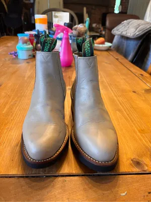 6 Potros womens leather charros western chelsea boots bone 7.5/8 thumbnail 5