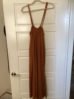Camel Overall Wide Leg Jumpsuit Brown Size L thumbnail 2