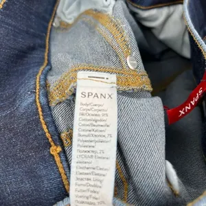 Spanx women’s dark blue pull on dark wash slimming flare denim jean size M thumbnail 4