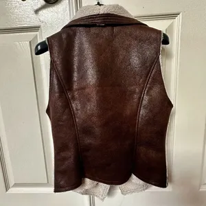 Forever 21 brown faux leather zip up vest thumbnail 2