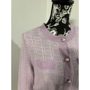 BLOOMINGDALES Purple Pink Pearl Buttons 2-Ply Cashmere Jacket Cardigan Medium thumbnail 5