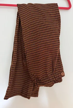 Rue 21 Brown Micro-Check Casual Pants with Elastic Waistband thumbnail 1