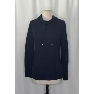 LILLY PULITZER Hillary Pullover True Navy Cowl Neck Sweatshirt Pocket Small thumbnail 2