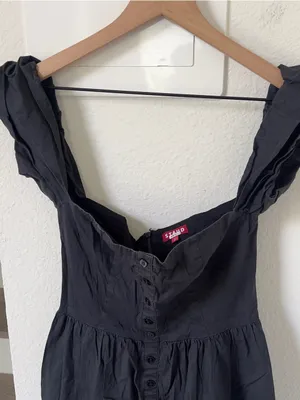Staud Elio Off The Shoulder Dress in Black thumbnail 5