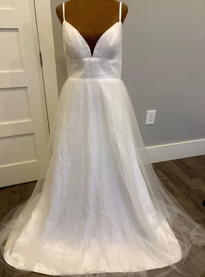 White Satin with Tulle Lace Up Back Wedding Prom Dress Bridal Gown‎ thumbnail 1