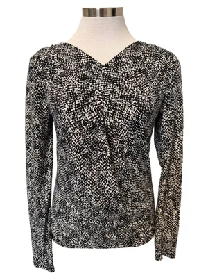 Ann Taylor black/cream knit top sz S thumbnail 1