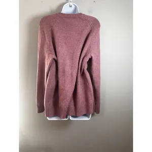 Banana Republic Size L‎ Rose Pink Heathered Cotton Blend Crewneck Sweater Raglan thumbnail 4