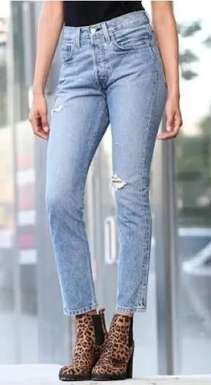 NWT Levis 501 Skinny Light Distress‎ Jeans in Blue Size 27 x 30 thumbnail 1