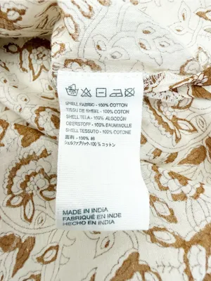 Cleobella Reza Blouse Peasant Tamil Block Print Floral Cotton Boho Brown Ivory thumbnail 14