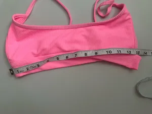 Frankie's Bikinis Hot Neon Pink Ribbed Gavin Bralette Bikini Top Adjustable Straps thumbnail 3