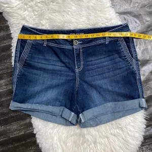 Maurices Blue Denim White Stitching Cuffed Shorts Y2k Summer Spring Grunge Alt thumbnail 3