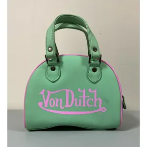 Von Dutch Mint Green Pink Mini Bowling Bag Purse Handbag Pocketbook Satchel 💚🩷 thumbnail 5