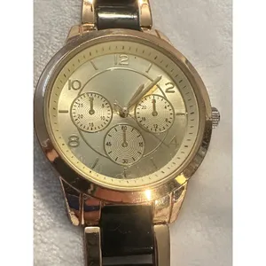 Gold Tone and Black‎ Bracelet Women's Fashion Watch Stainless Steel Back thumbnail 5