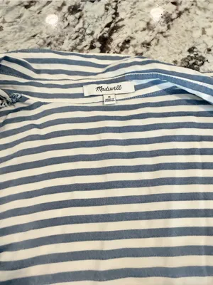 Madewell Blue White Striped Boxy Button Down Shirt Size M thumbnail 3
