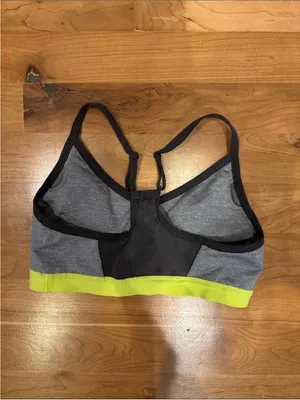 Nike Pro Indy Dri-FIT Gray Neon Yellow Mesh Sports Bra Size Large thumbnail 11