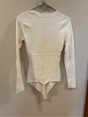 Abercrombie & Fitch Ivory Sweater Knit Corset Bodysuit - Size Medium thumbnail 2