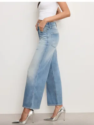 NWT Good American Good Skate Wide Cropped Jeans | High Rise Wide Leg Denim thumbnail 3