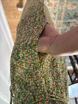 Lost + Wander Green Floral Wrap-Style Midi Dress Women's Wild Poppies Sz Small thumbnail 8
