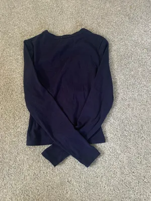 Orange Kiss navy blue button long sleeve top thumbnail 2