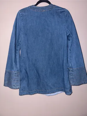 Free People Medium Blue Denim Deep V Tunic thumbnail 4