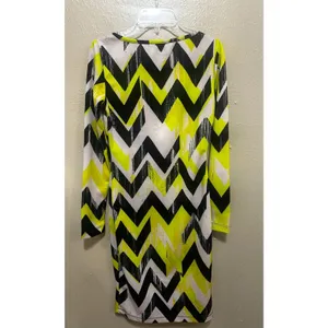 Gianni Bini Geometric‎ Dress, White, Black and Yellow Party Cocktail Bodycon Dress thumbnail 3