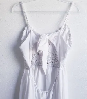Free People Crochet Ruffle Mini Bohemian Dress thumbnail 6